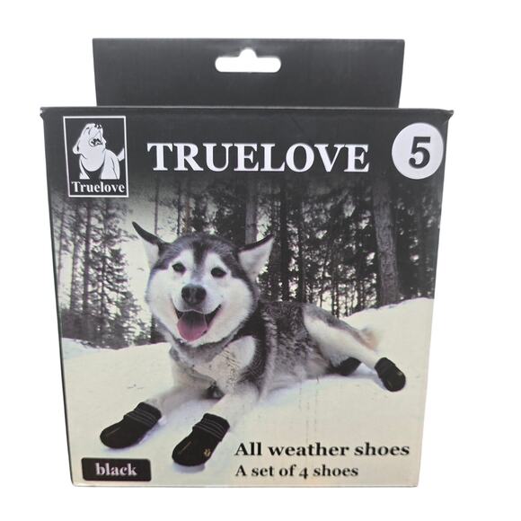 TrueLove All Weather Dog Shoes Black Set of 5 - NIB - Picture 1 of 6